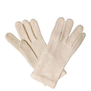 Stretchy Mesh Knit Cream Ladies Gloves Size Small Medium Nearly New Vintage EUC